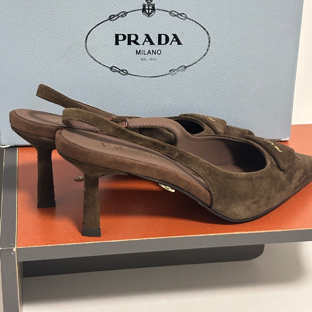 Prada Brown Suede High Heels - Picture 4 of 8